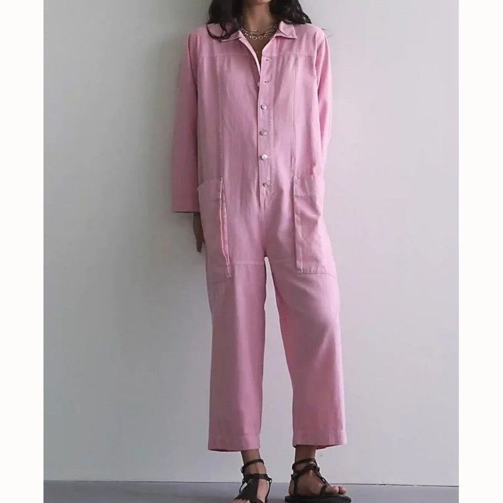 Free People We The Free Margarita Jumpsuit Rigid Denim Wide Leg Cotton S 291730
